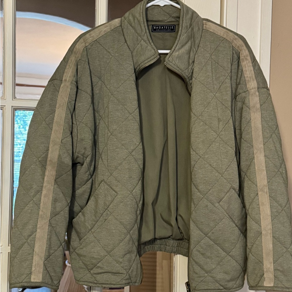 Quilted sage bomber jacket